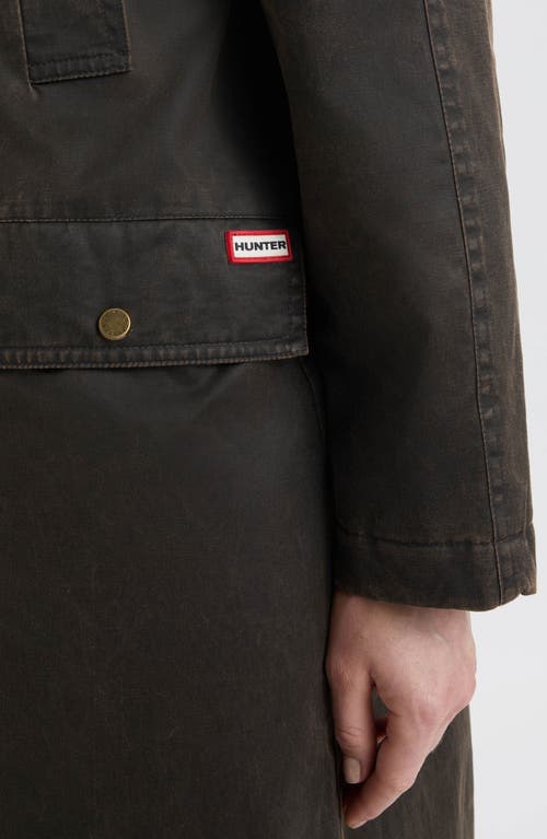 Hunter Ellie Coated Padded Longline Coat In Brown