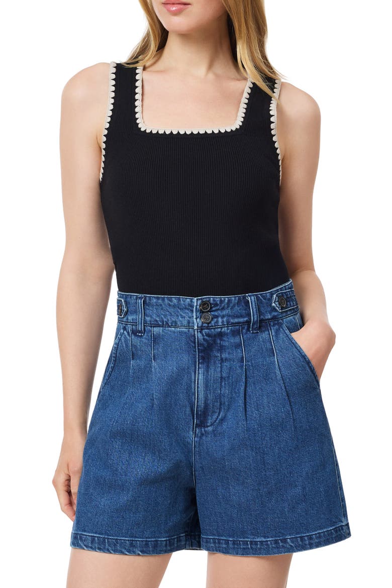 Embroidered Trim Sweater Tank, Main, color, BLACK NIGHT