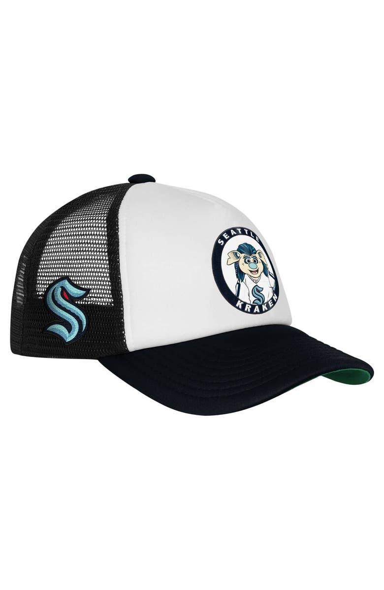 Mitchell & Ness Youth Mitchell & Ness  White Seattle Kraken Mascot Adjustable Trucker Hat, Alternate, color, White