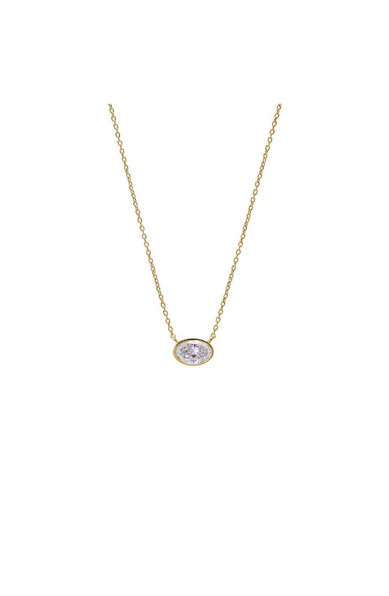 BY ADINA EDEN Lab Grown Oval Bezel Necklace, Main, color, Gold