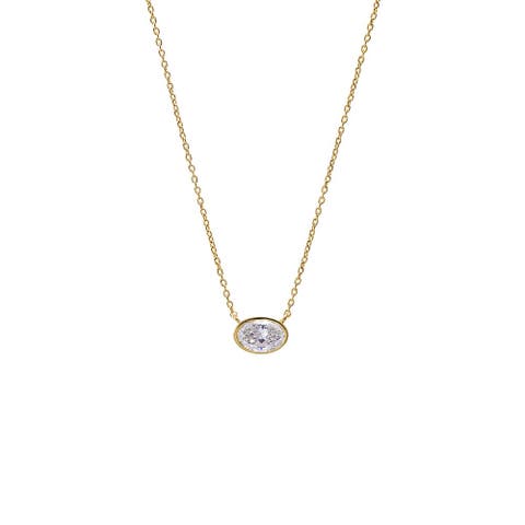 Lab Grown Oval Bezel Necklace