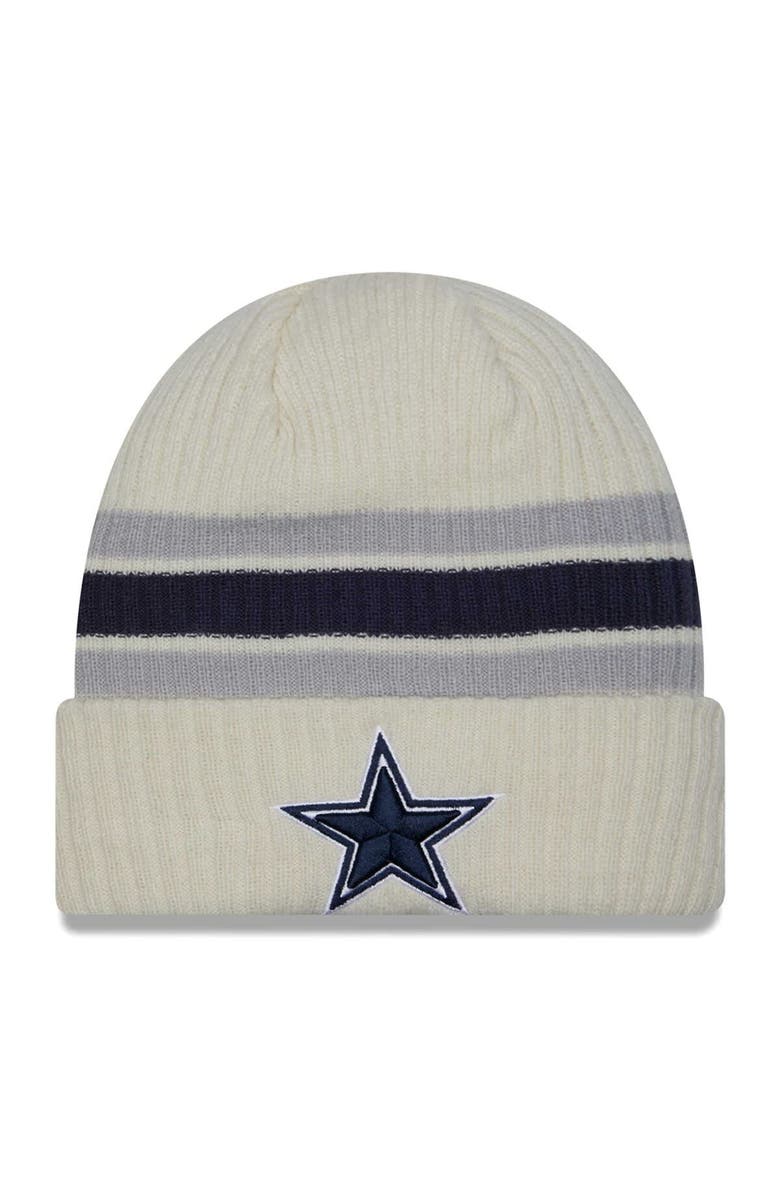 New Era Men's New Era Cream Dallas Cowboys Team Stripe Cuffed Knit Hat, Main, color, Cream