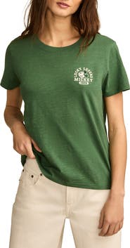 Lucky Brand Mickey Mouse Feel the Luck Embroidered Cotton Graphic T-Shirt