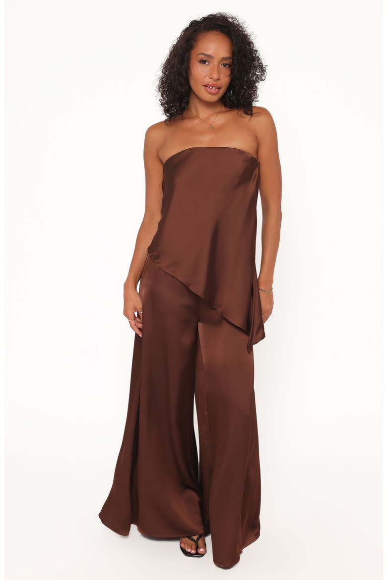 Charmer Wide Leg Satin Pants, Alternate, color, DARK BROWN