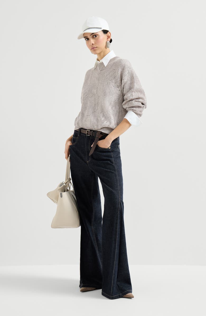 Brunello Cucinelli Dazzling water lilies sweater, Alternate, color, Cool Beige