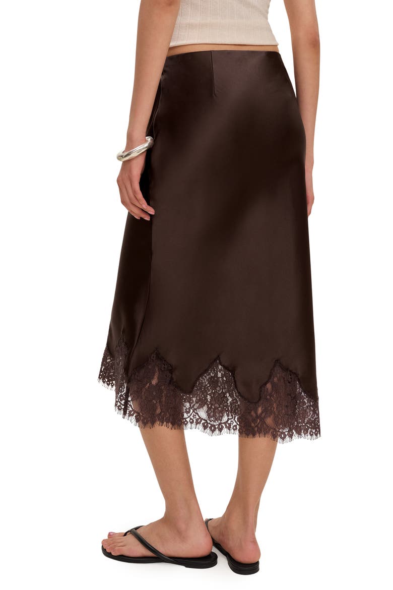 Carolina Lace Trim Silk Midi Skirt, Alternate, color, BLACK BEAN