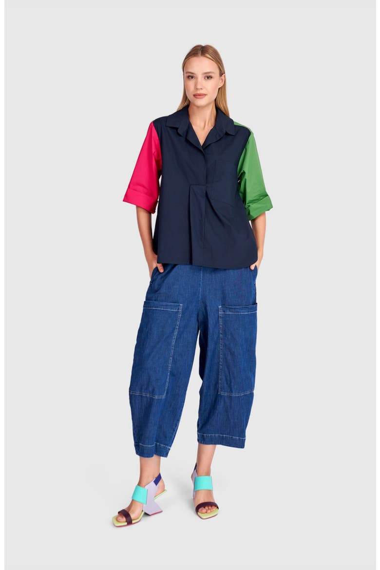 Bold Barrel Capri Pants, Alternate, color, Denim