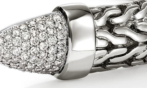 John Hardy Sterling Silver Spear Diamond Pave Flex Cuff Bracelet In Silver White Diamond .25ct