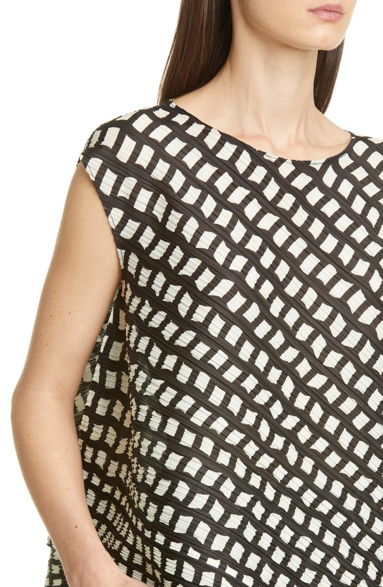 Pleats Please Issey Miyake Step Grid Asymmetrical Top, Alternate, color,