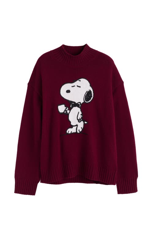 Chinti & Parker Wool-cashmere Tea Time Snoopy Sweater In Red
