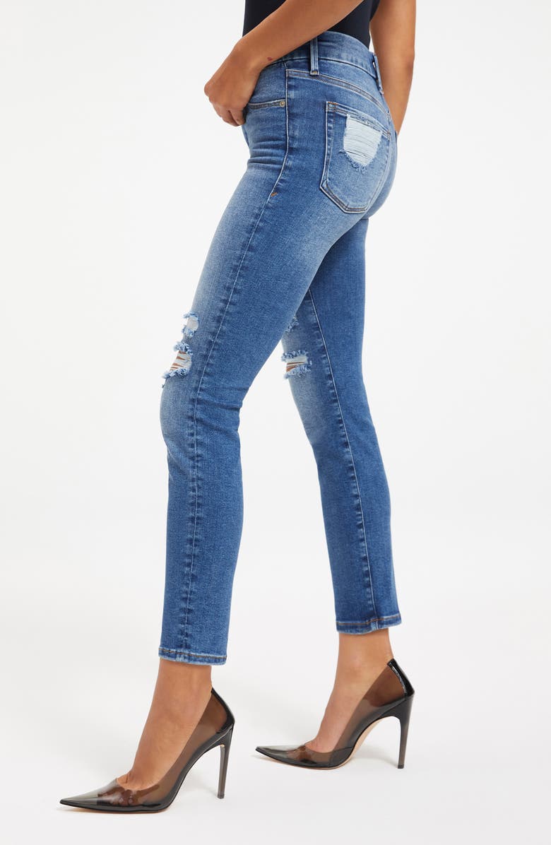 Good American Always Fits Good Legs Ripped Cigarette Jeans, Alternate, color, 