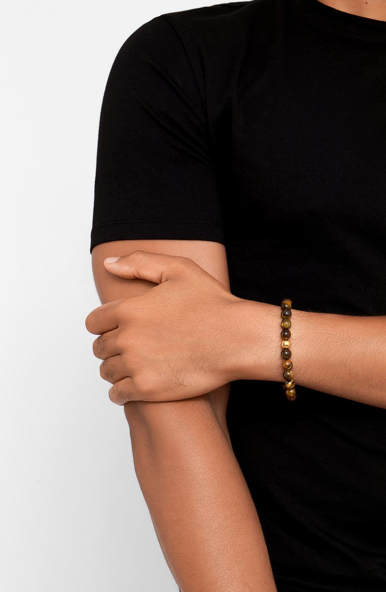 Adornia Men's Water Resistant Tiger's Eye Bracelet, Alternate, color, Brown