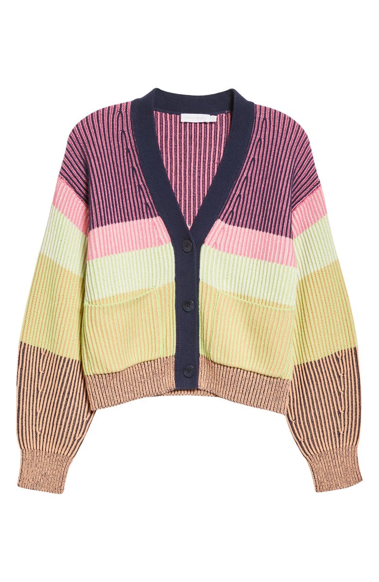 Simkhai Safford Stripe Cotton & Cashmere Cardigan, Alternate, color, 