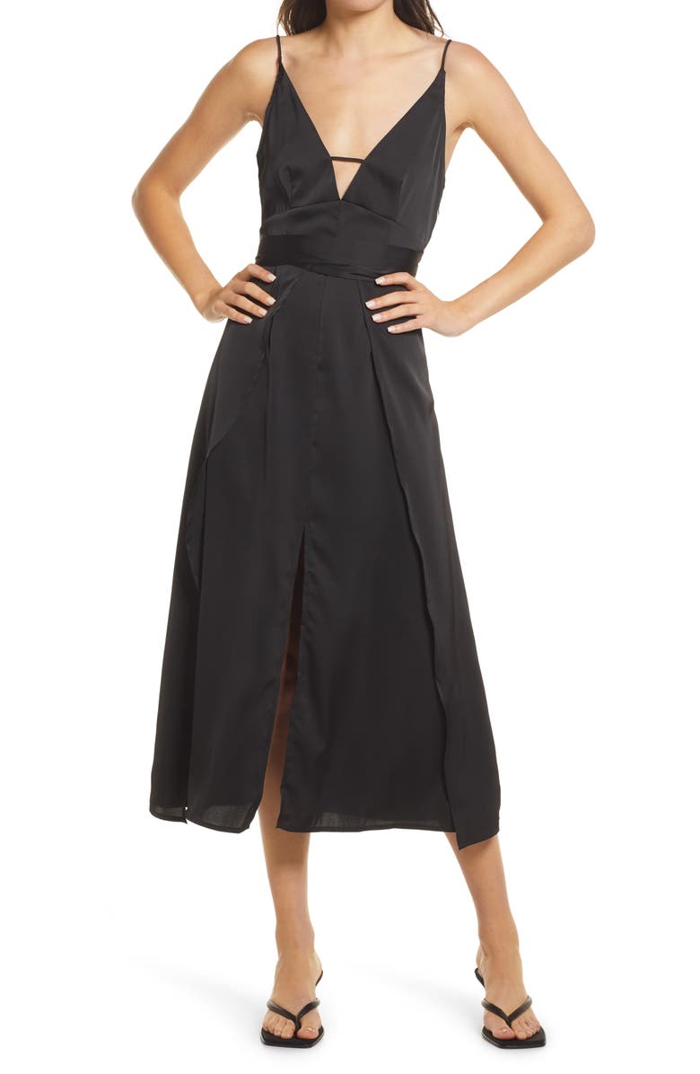 Amy Lynn Backless Satin Dress, Main, color, Black