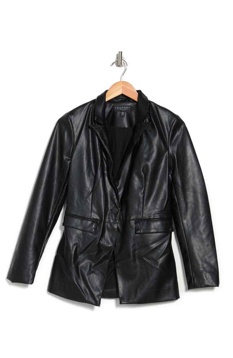 Laundry by Shelli Segal Faux Leather Blazer, Alternate, color, 