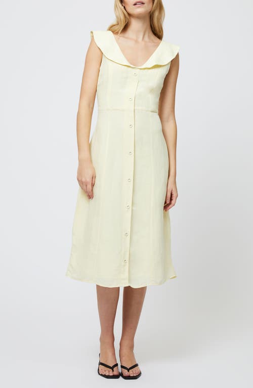 French Connection Birdie Peter Pan Collar Linen Blend Dress In Cornsilk Yellow