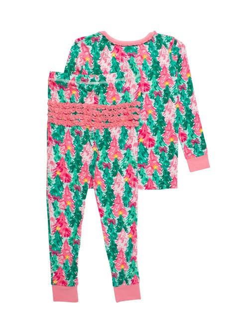 Rufflebutts Softsnooze Ruffle Long Sleeve Pajama Set, Signature Rear Ruffles In Pink