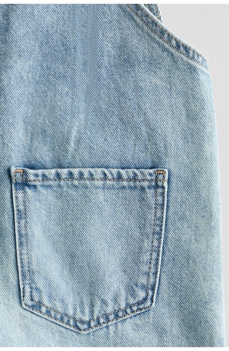 H&M Denim overall shorts, Alternate, color, Light Denim Blue