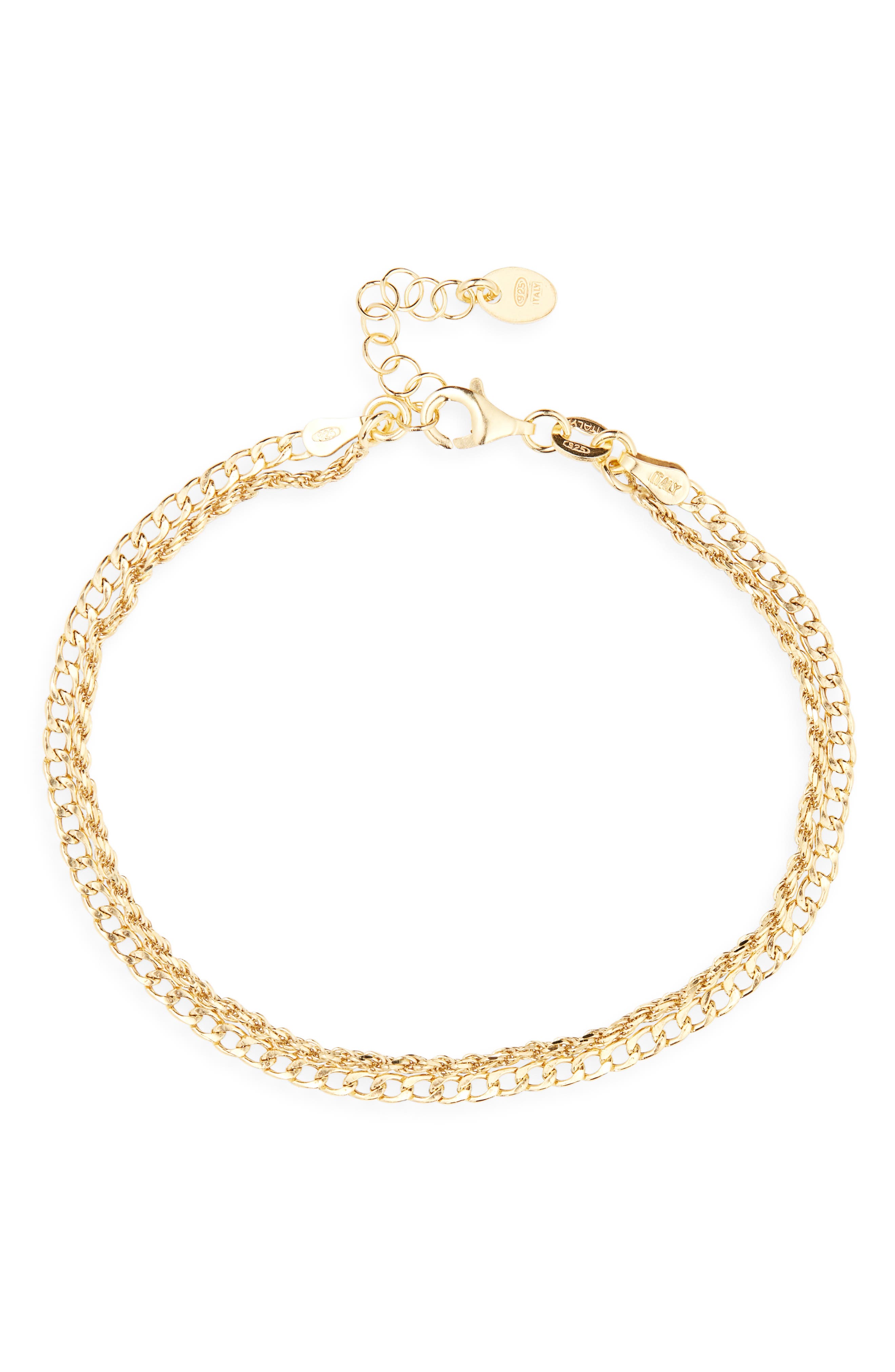 ARGENTO VIVO Curb & Rope Double Chain Bracelet