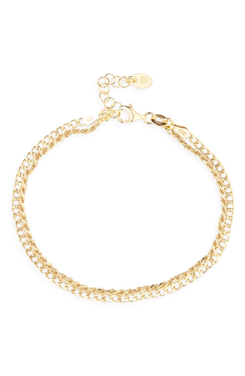 ARGENTO VIVO Curb & Rope Double Chain Bracelet, Main, color, Gold