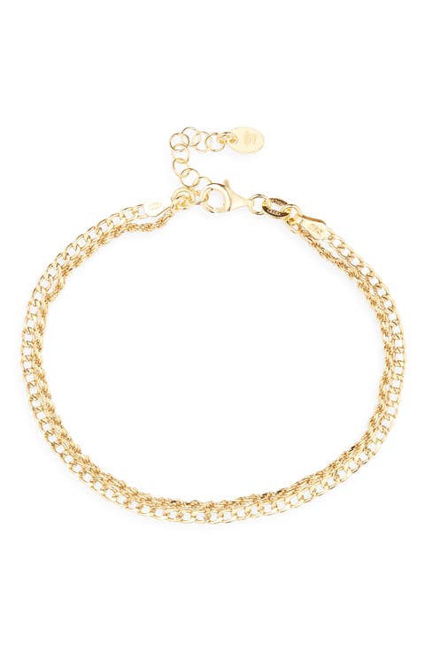 Curb & Rope Double Chain Bracelet