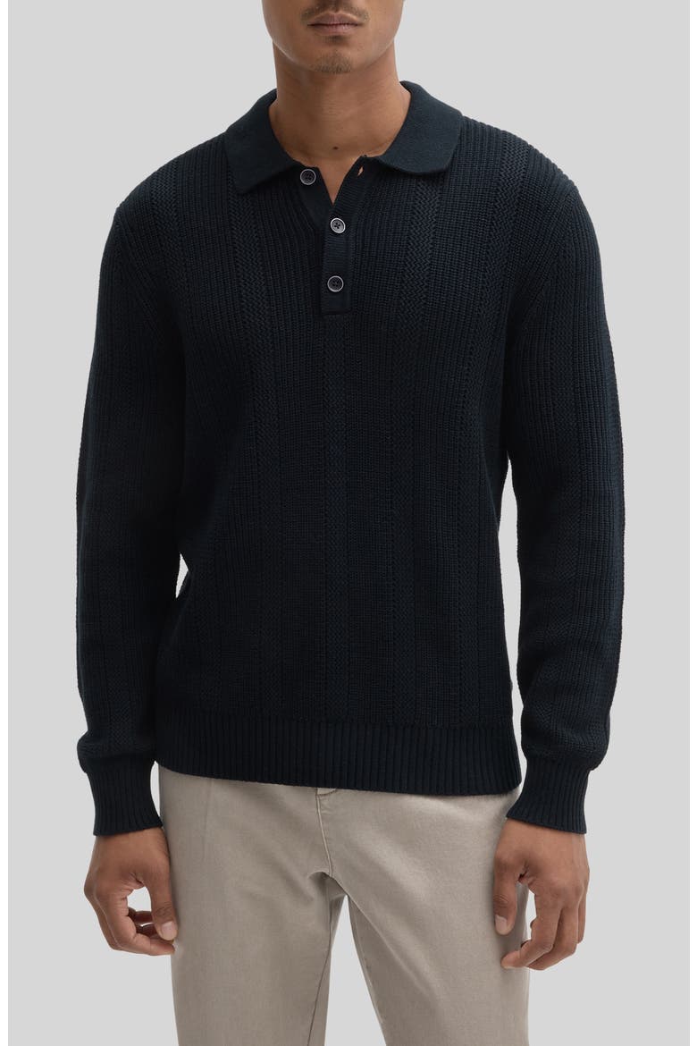 Mercato Long Sleeve Polo Sweater, Main, color, DARK CASPIAN