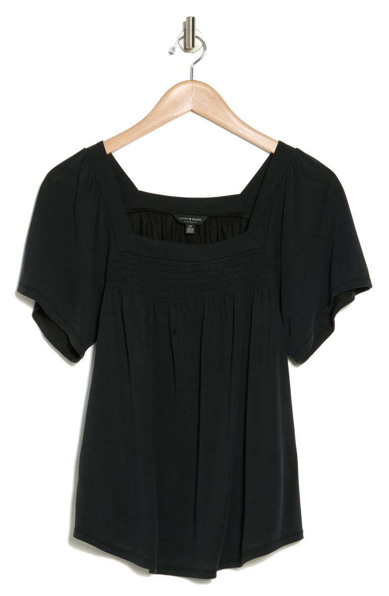 Lucky Brand Square Neck Flutter Sleeve Top, Alternate, color, 