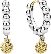 LAGOS Two-Tone Caviar Beaded Huggie Hoop Earrings