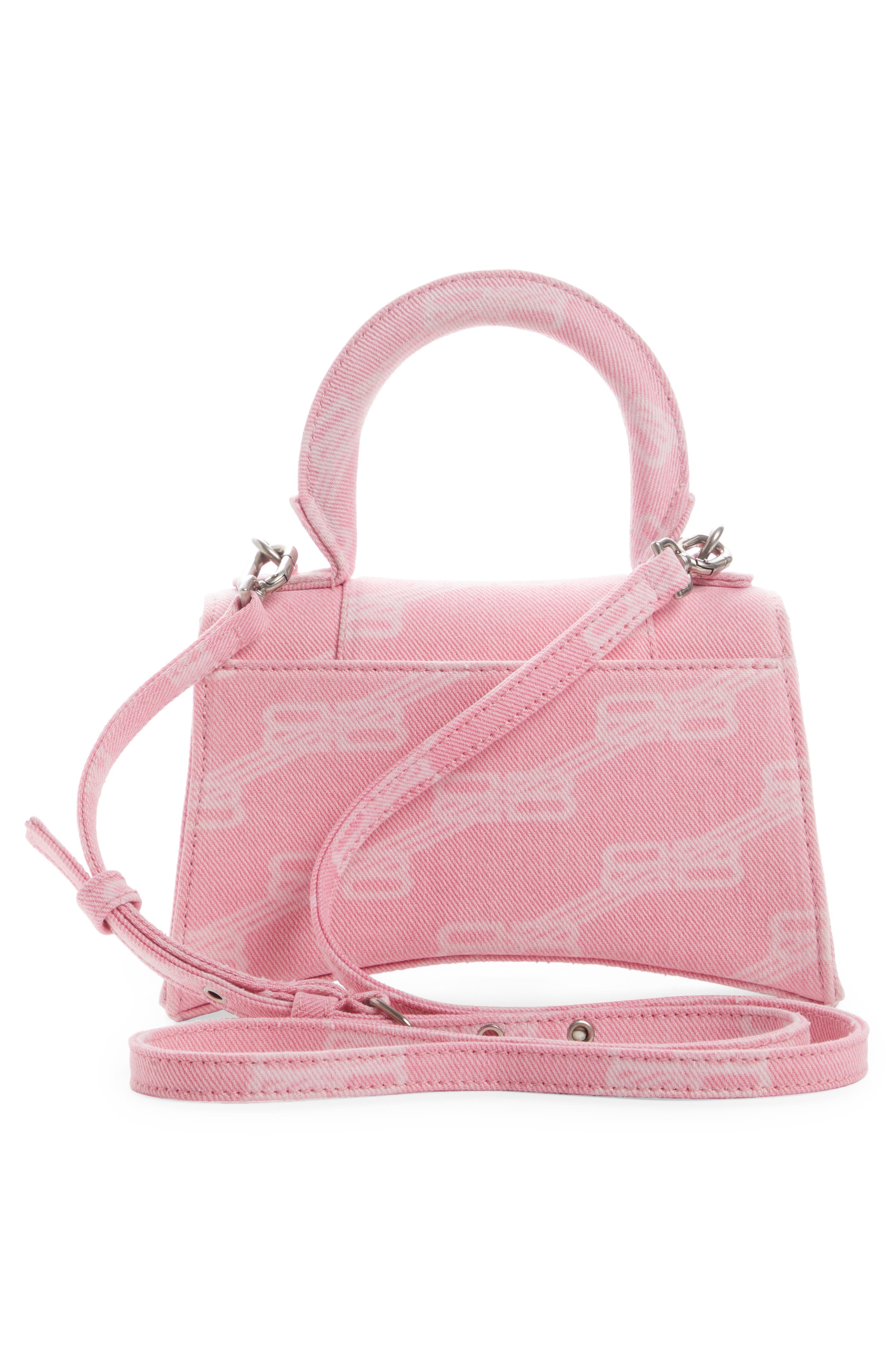 Balenciaga Extra Small Hourglass Monogram Denim Top Handle Bag, Alternate, color, 