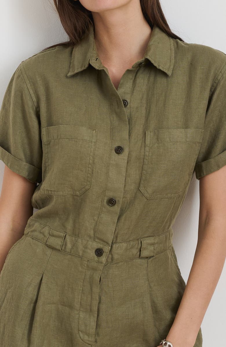 Alex Mill Cassi Linen Romper, Alternate, color, Bay Leaf
