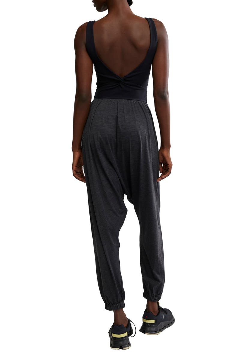 Free People Shiny Happy Tank Jumpsuit, Alternate, color, Black