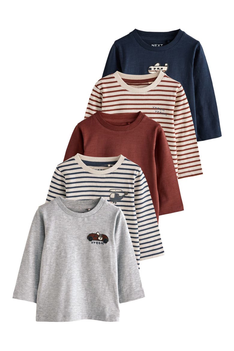 Kids' 5-Pack Assorted Long Sleeve T-Shirts, Main, color, RED