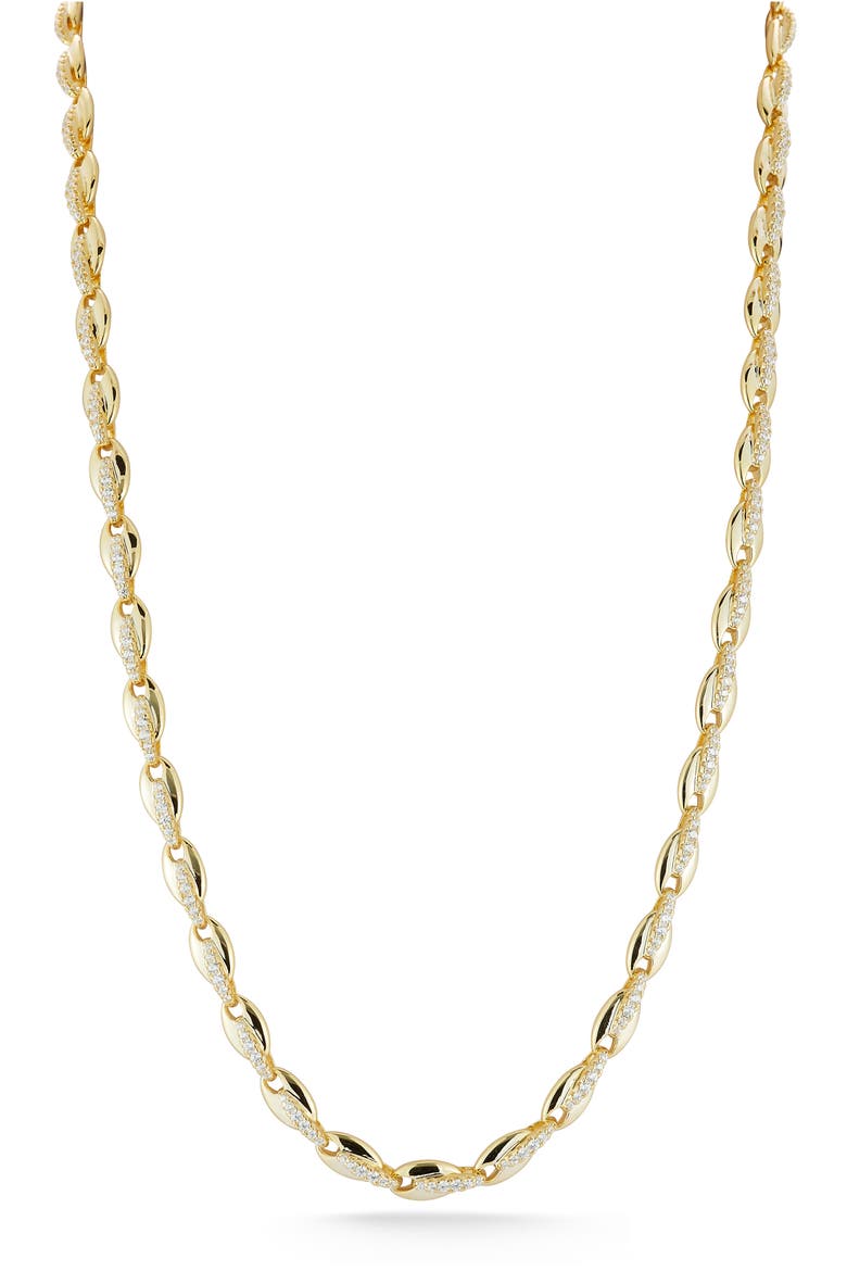 Cubic Zirconia Link Collar Necklace, Main, color, GOLD