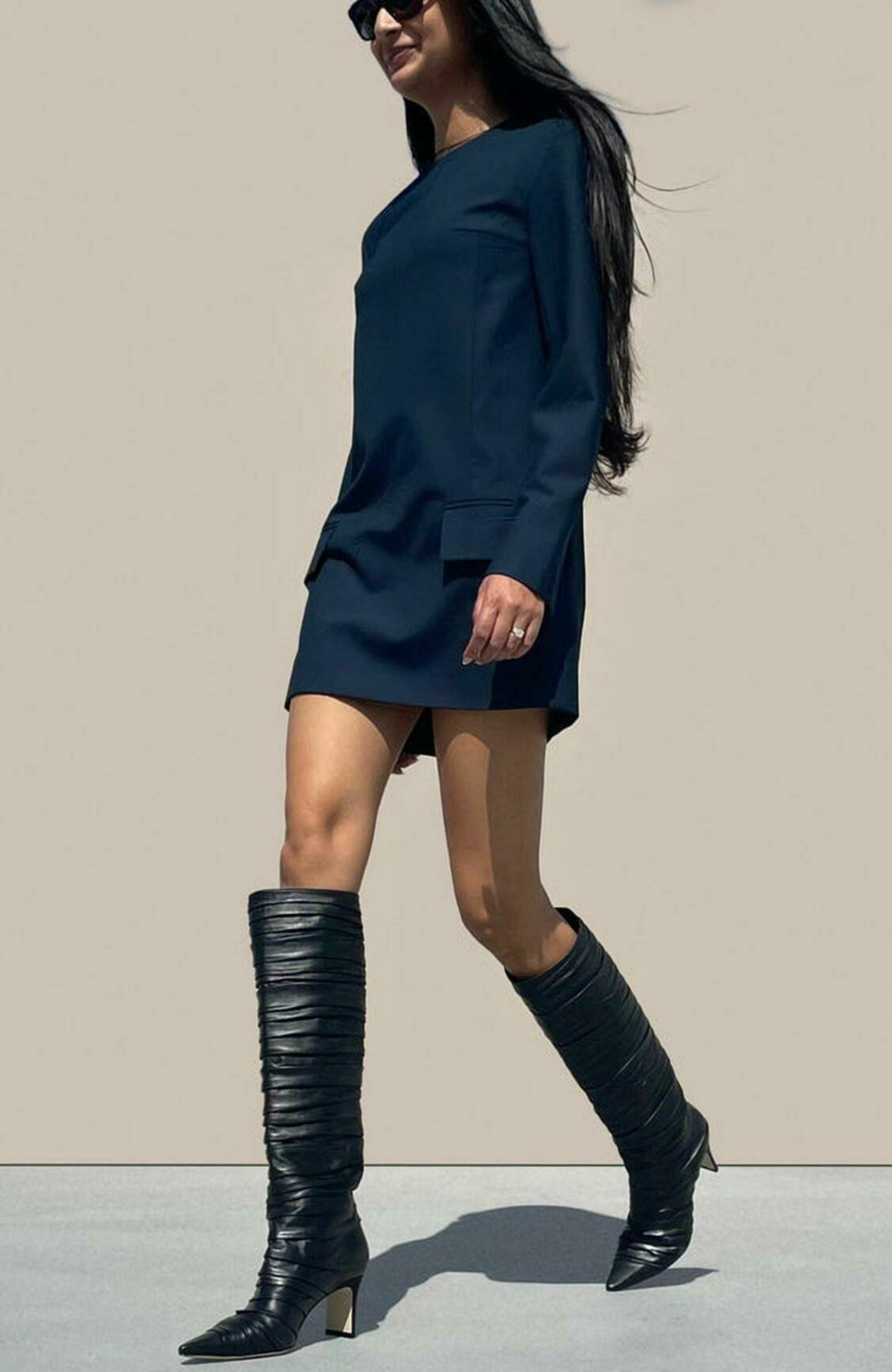 Neil J. Rodgers Plisse Knee Boot, Alternate, color, Black Nappa