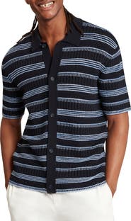Ted Baker Florem Stripe Short Sleeve Knit Button-Up Shirt