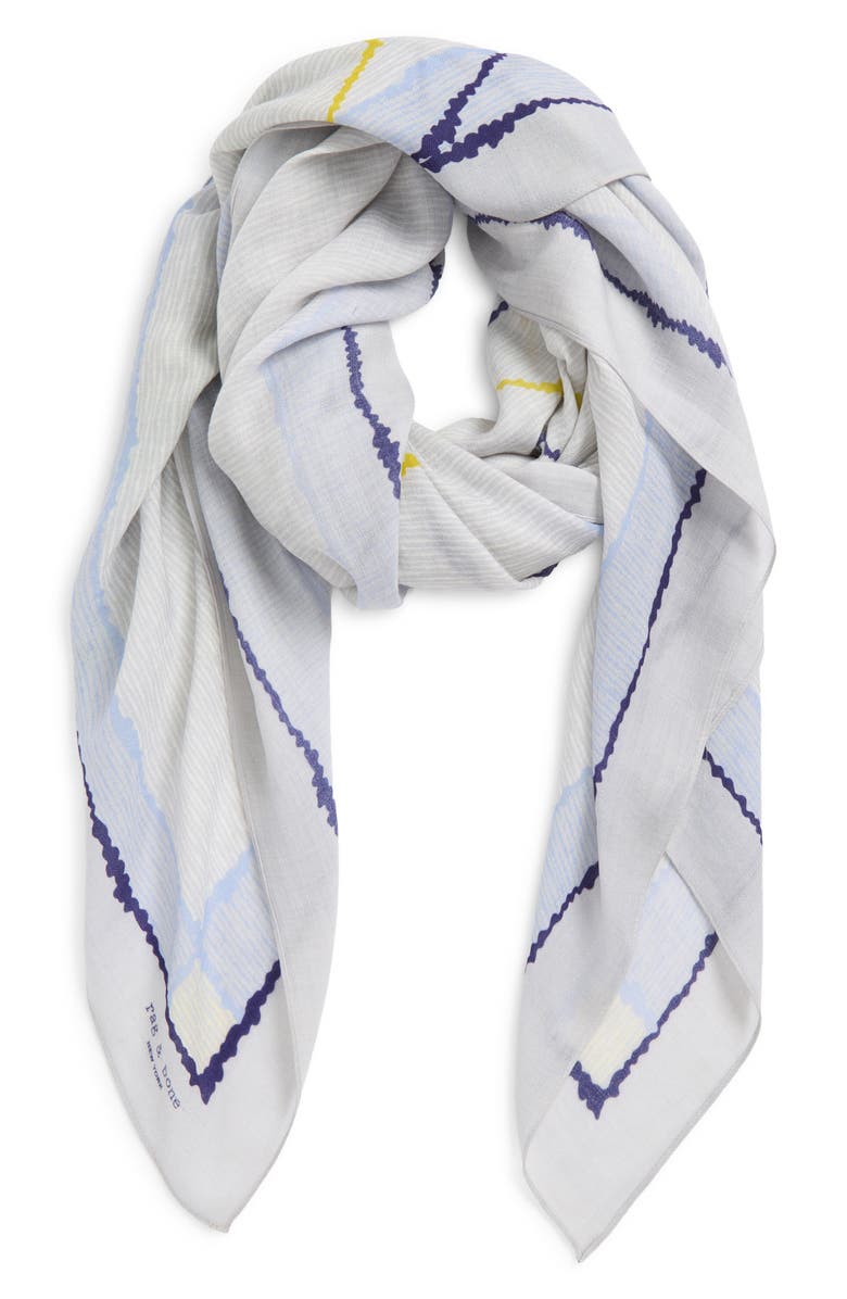 rag & bone Astra Scribble Wool Scarf, Main, color, Blue Multi