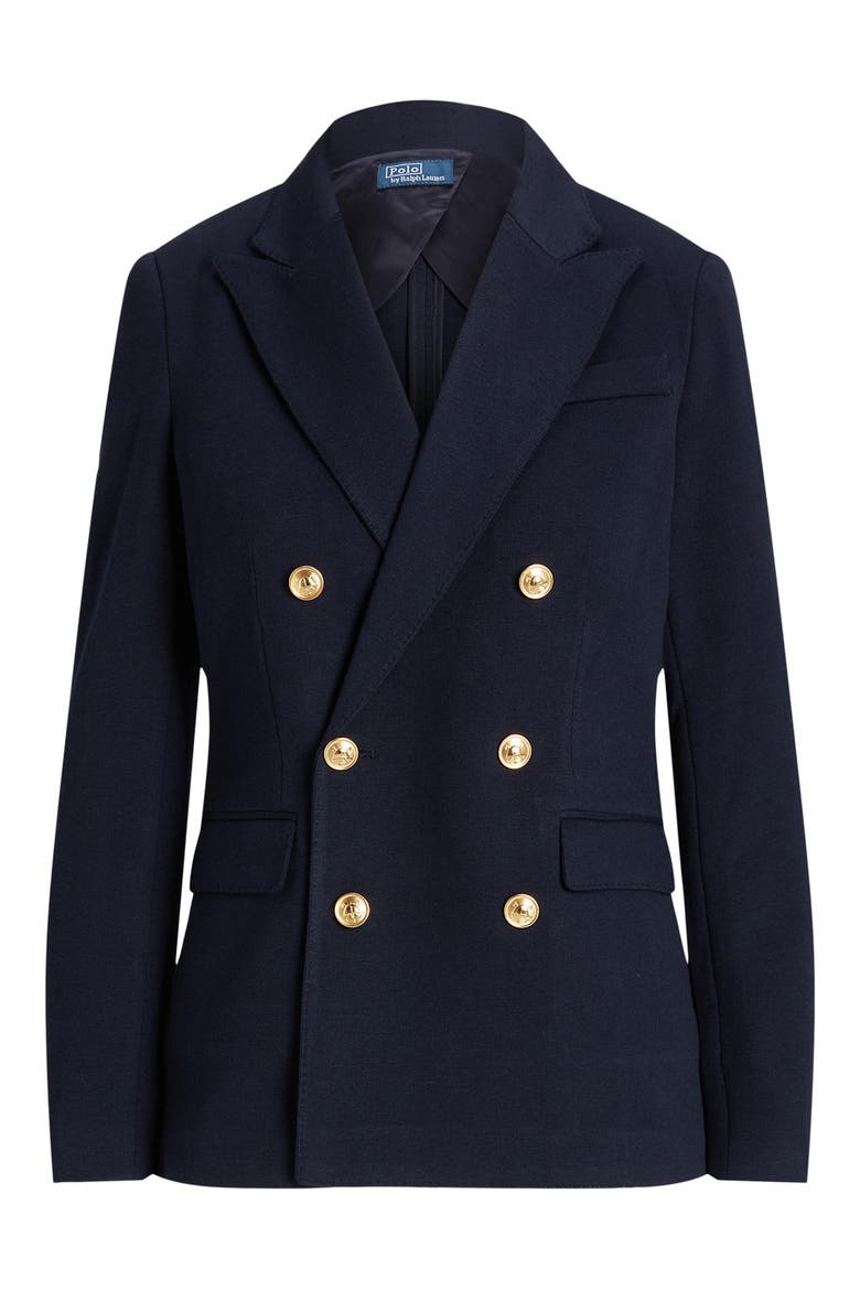 Double Breasted Knit Blazer, Alternate, color, PARK AVENUE NAVY