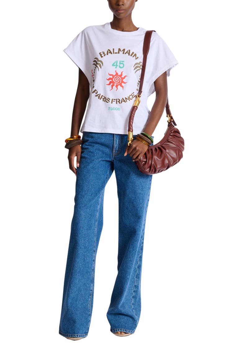 T-shirt with Balmain Club print, Alternate, color, white