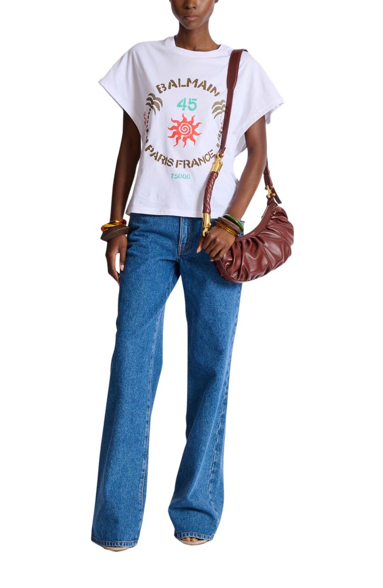 Balmain T-shirt with Balmain Club print, Alternate, color, White