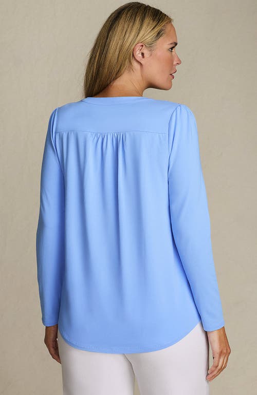 Lands' End Long Sleeve Lightweight Jersey Notch Neck Tunic Top In Blue