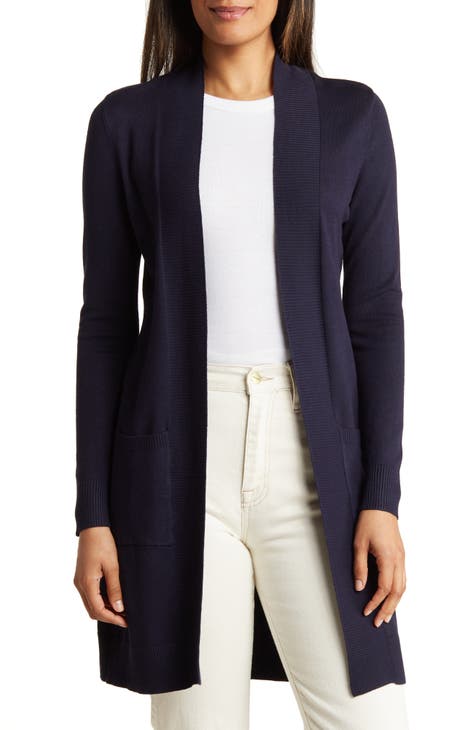 Navy blue long cardigan womens hotsell