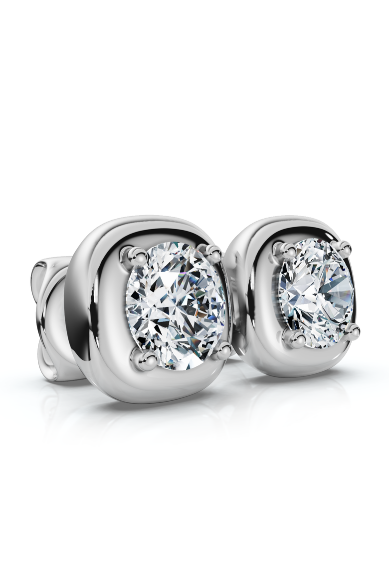 3Ct Cori Diamond Cushion Button Studs 14k Gold Earrings Lab Grown FG/VS, Alternate, color, 14k White Gold