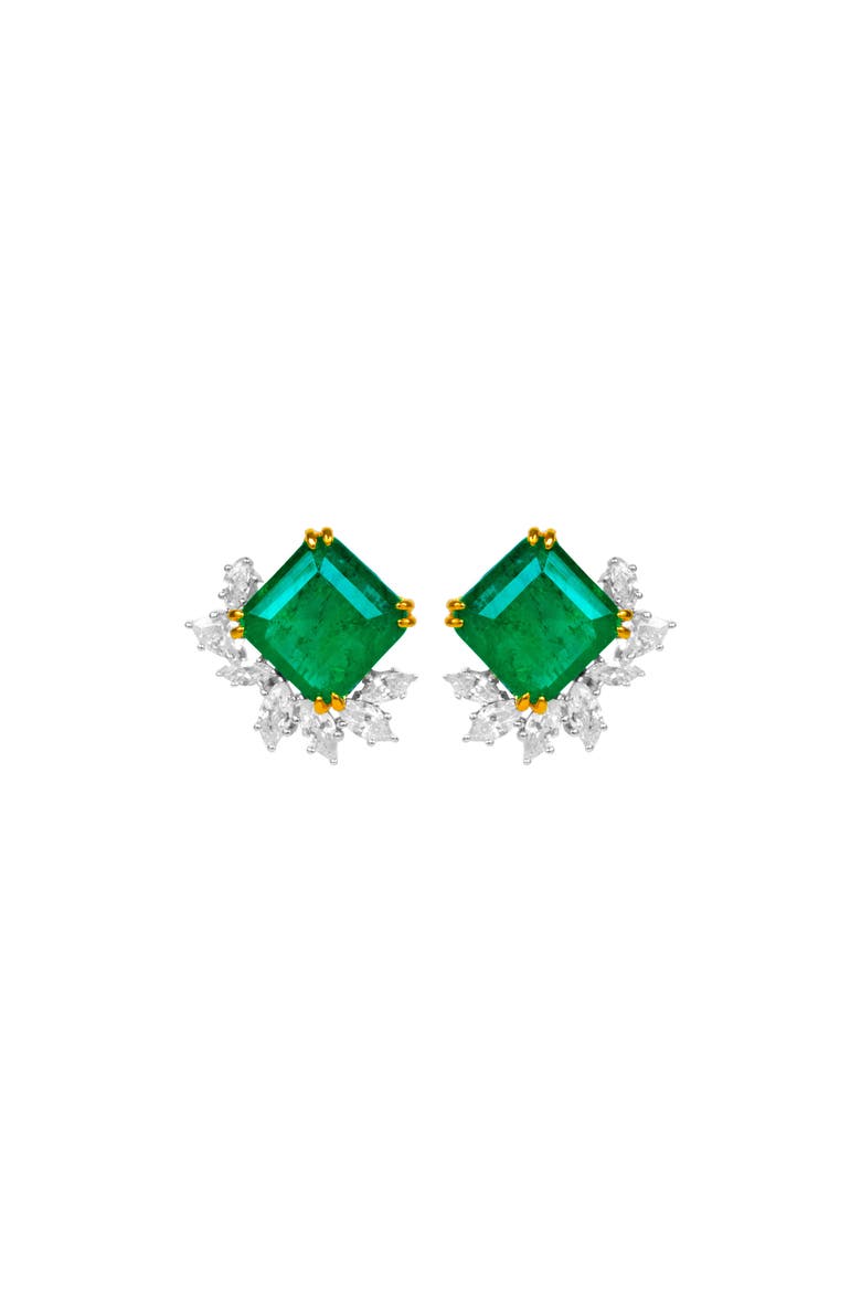 emerald & marquise stud earrings, Main, color, green