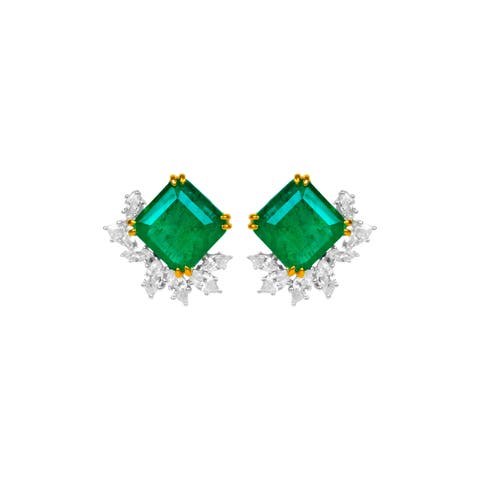 emerald & marquise stud earrings