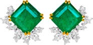 Gemma Azzurro emerald & marquise stud earrings