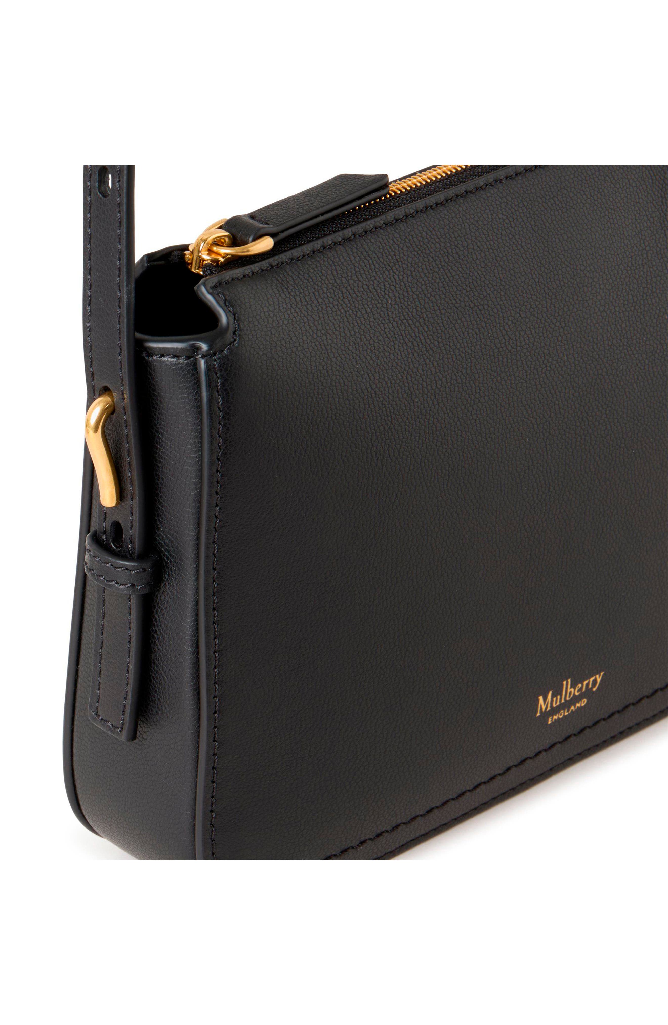 Mulberry Clovelly Leather Crossbody Bag, Alternate, color, Black