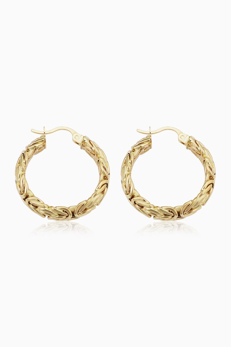 14K Yellow Gold Byzantine Classic Hoops, Alternate, color, Yellow Gold
