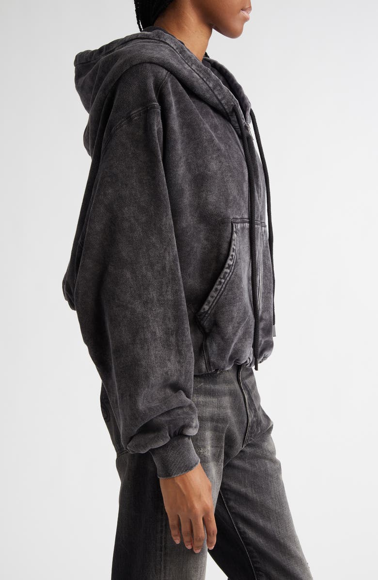 Balloon Bubble Hem Cotton Zip Hoodie