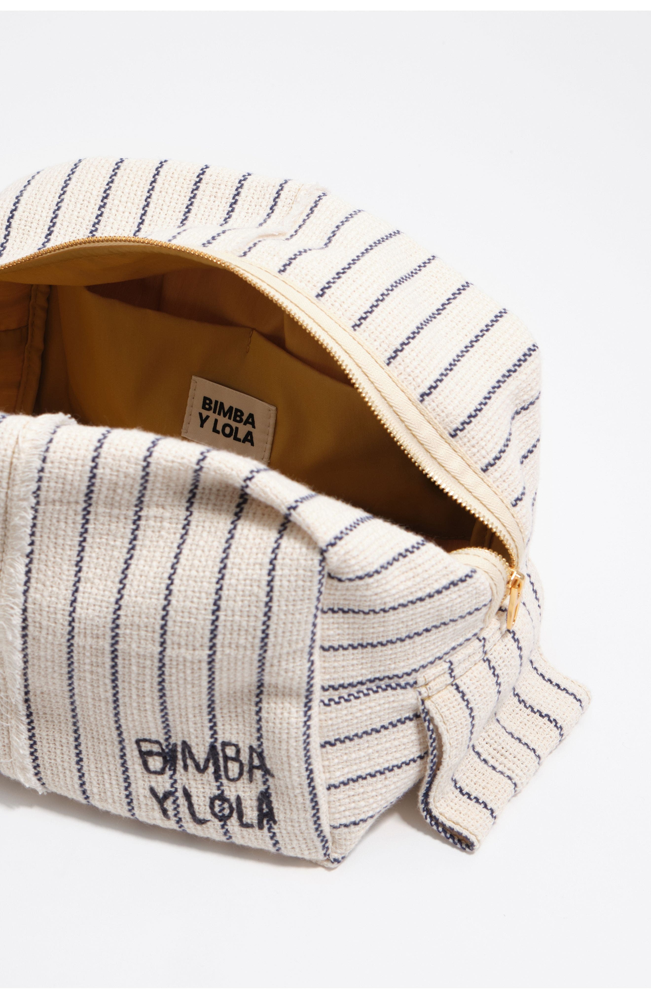 Bimba y Lola Medium Raw Cotton Make-Up Case, Alternate, color, Ecru