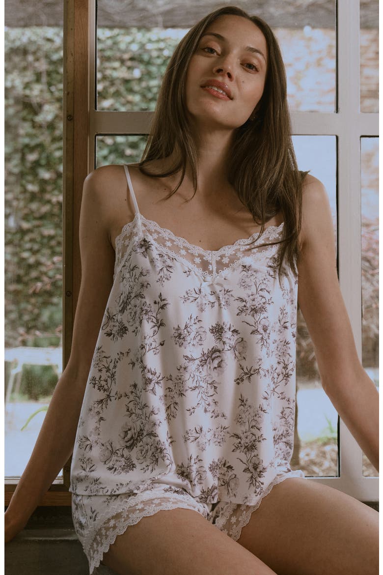 Maven Lace Trim Jersey Short Pajamas, Alternate, color, IVORY
